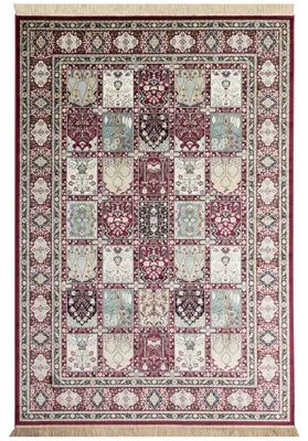 Produktbild von Steffensmeier Kurzflor Teppich Riad | Wohnzimmer | Orient | Pflegeleicht | Felder Rot, Größe: 67x105 cm