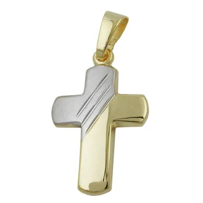 Produktbild von Anhänger 16x12mm Kreuz bicolor 9Kt GOLD gold 16x12mm