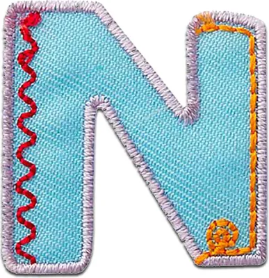 Produktbild von Buchstabe N 3.1 x 3.2 cm: Alphabet Buchstabe Einzeln Auswählbar - Aufnäher, Bügelbild, Aufbügler, Applikationen, Patches, Flicken, Zum Aufbügeln
