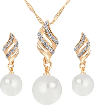 Produktbild von Ohrringe, Kunstperlen, langlebige Legierung, hochwertiges, elegantes Farb-Ohrring-Set für Reisen-Golden