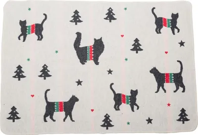 Produktbild von David Fussenegger Haustierdecke 'xmas Silhouetten Katzen' 70 x 90 cm Rohweiß