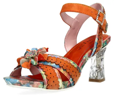 Produktbild von Laura Vita Damen Sandalette Perlmut Leder transparenter Absatz NINO 16, Größe:40 EU, Farbe:Orange