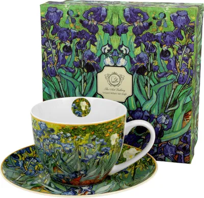 Produktbild von DUO ART GALLERY Tasse 270 ml IRISES mit Untertasse, New Bone China Porzellan