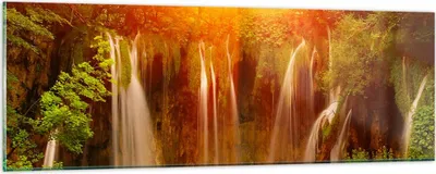 Produktbild von Bilder auf glas - Kroatien nationalpark wasserfall - 90x30cm - Glasbilder - Wandbilder - Kunstdruck - zum Aufhängen bereit - Wanddekoration aus Glas - Glas Bilder - Wandbild auf Glas - GAB90x30-2228