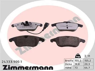 Produktbild von ZIMMERMANN Bremsbeläge Satz Vorne Bremsklötze für VW Passat Variant (3G5, CB5) 24333.900.1