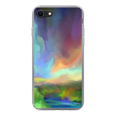 Produktbild von MuchoWow® Handyhülle Schutzhülle Hülle für iPhone SE 2022 Landschaft - Aquarell - Himmel Silikon Softcase Handy Hülle - Schutzhülle