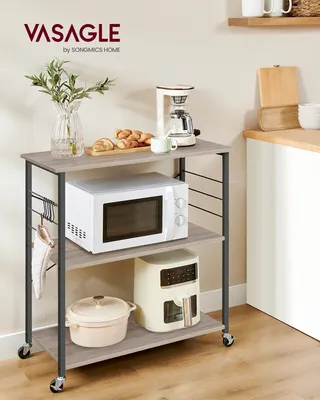 Produktbild von VASAGLE Küchenwagen, 40x80x89 cm, Greige, Holzspanplatte & Stahl, 4 Universalrollen (2 mit Bremse), X-förmige Streben