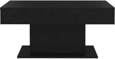 A black coffee table is shown from the front on a white background.