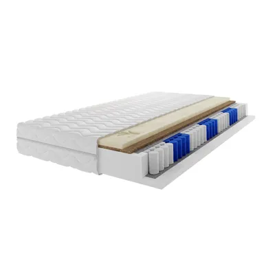 Zdjęcie produktu dla Materac dwustronny pocketowy Fenell 200x200 cm termopianka Visco hipoalergiczny z matą kokosową z 7 strefami komfortu H3 grubość 20 cm