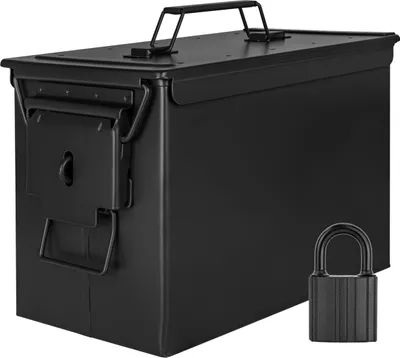 Immagine prodotto di Trucky Scatola portamunizioni in metallo, Con serratura scatola portamunizioni con coperchio, 33 x 19 x 23 cm, colore nero militare