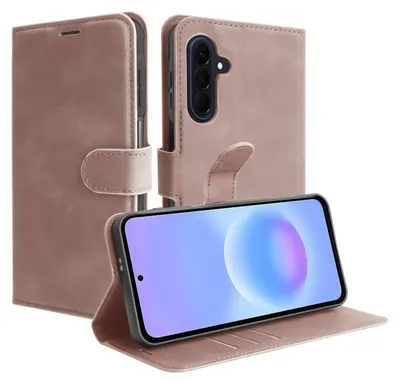 Image de Cazy Coque compatible avec Samsung Galaxy A57 Coque avec Porte-cartes – Bookcase Premium – Rose