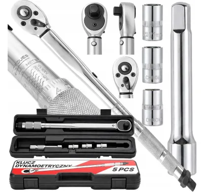 Produktbild von Drehmomentschlüssel 1/2" 28–210 Nm + 3 Steckschlüsseleinsätze 17, 19, 21 mm ± 4 % + Koffer