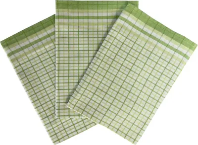 Immagine prodotto di Stoffette da cucina in cotone, 3 pezzi, con bambù, 50x70 cm, motivo a quadretti, colore verde