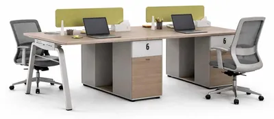 Obrázek produktu pro Kancelářský stůl pro 4 osoby, designový, šedý, moderní kancelářský nábytek
