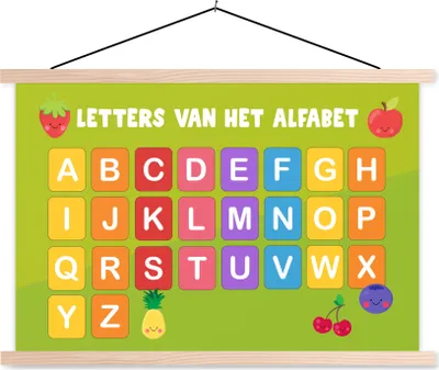 Produktbild von MuchoWow® Textilposter Kinderzimmer - Alphabet - Lernen - Jungen - Mädchen - Kinder - Kinder 60x40 cm mit holzfarbenen Rahmen - Bilder