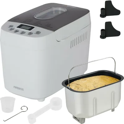 Produktbild von AREBOS Brotbackautomat 1500g, 850 W, Brotbackautomaten, mit 15 Programmen, 3 Bräunungsgrade und Brotgrößen, Weiß