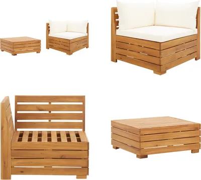 Produktbild von vidaXL 2 tlg. Garten Lounge Set mit Kissen Massivholz Akazie - Garten-Lounge-Set - Garten-Lounge-Sets - Holz-Lounge-Set - Holz-Lounge-Sets