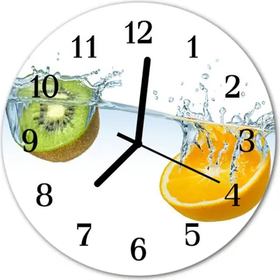 Produktbild von Glasuhr Wanduhr Küchenuhr Echt-Glas 30fi cm Kiwi Orangen weiß