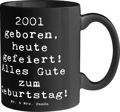 Produktbild von Mr. & Mrs. Panda Teepott Spruch 2001 Geburtstag - Schwarz - Geschenk, Feier, im Jahr, Jahrgang, Alter, Happy Birthday, Becher, Glückwünsche, Henkelpott, Kaffeebecher