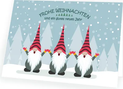 Produktbild von Weihnachtskarte Wichtel - Trio mit passendem Umschlag 10x Karte 10x Umschlag