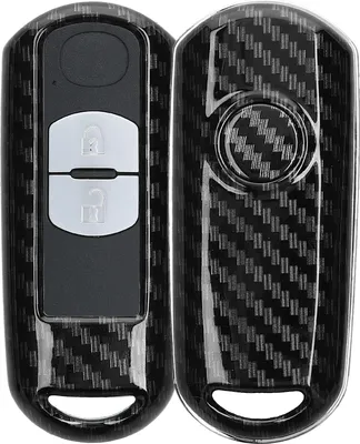 Produktbild von kwmobile Autoschlüssel Hülle kompatibel mit Mazda 2-Tasten Keyless Go Autoschlüssel - Hardcover Schutzhülle Schlüsselhülle Cover Carbon Schwarz