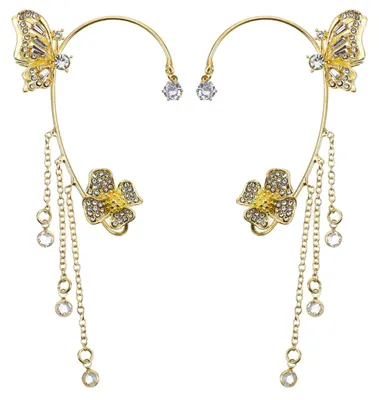 Imagen del producto de Joyería para el oído sin necesidad de perforación, pendientes tipo "mariposa", color dorado, pendientes tipo clip, para mujer