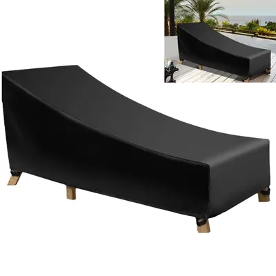 Produktbild von Wasserdichte Gartenliegen-Abdeckung 210D, Outdoor Schutzhülle für Sonnenliege & Strandliege, Staub- & Regenschutz mit Kordelzug,210x75x40/80 cm