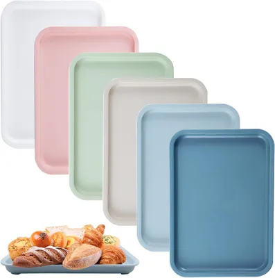 Produktbild von 6 rechteckige Kunststoffschalen – 25 x 18 cm – 6 Farben – Küche, Kaffee – wiederverwendbar