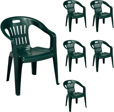 Produktbild von 6 Stk Stapelstuhl Bistrostuhl Gartenstuhl MOJAWO Grün Kunststoff
