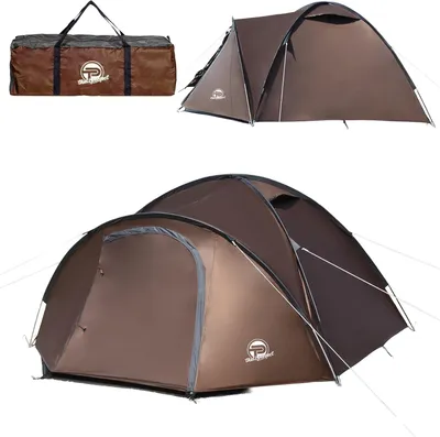 Produktbild von Campingzelt 3–4 Personen –  verdunkelter Innenraum, wasserdicht, doppelwandig | Vorraum, Moskitonetz, Bodenplane, Tragetasche, fluoreszierende Leinen