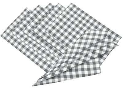 Stoffservietten 6er-Set 45x45 cm, Baumwolle, grau-weiß kariert