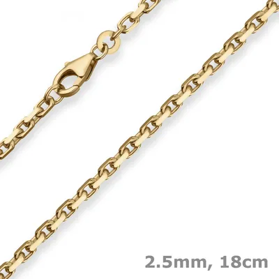 Produktbild von 2,5mm Armband Ankerkette diamantiert Armschmuck aus 585 Gold Gelbgold 18cm