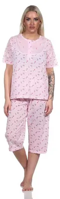 Produktbild von Damen Capri Pyjama mit kurzen Ärmeln; Rosa/L/40