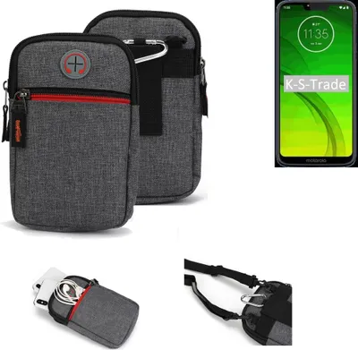 Produktbild von K-S-Trade Holster Gürteltasche kompatibel mit Motorola Moto G7 Power Handy Tasche Schutz Hülle grau Zusatzfächer 1x