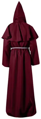 Produktbild von Mittelalterliche lange Robe für Cosplay - Mönchs- und Zaubererkostüm - Atmungsaktive Baumwolle - Uni - Größe L - Weinrot