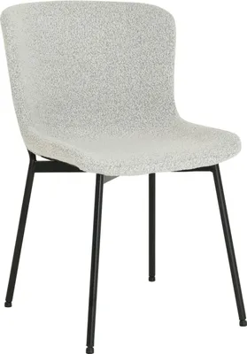 Produktbild von HowHomely SABLE Stuhl Beige Bouclé Stoff – Modernes Design, Komfortabel, Schwarze Metallbeine