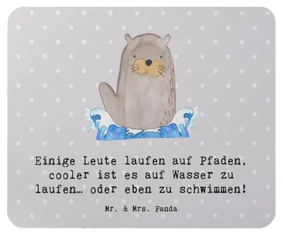 Produktbild von Mr. & Mrs. Panda Mauspad Schwimmen Pfade - Grau Pastell - Geschenk, Schwimmbegeisterung, Sportart, Wasser, Mouse Pad, laptop, Sportler Geschenke, Mousepad, Training, pc