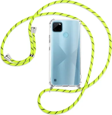 Produktbild von Handykette Backcover-Schutzhülle mit Band (Metall silberfarben) für  Realme C21Y /C25Y - neongelb