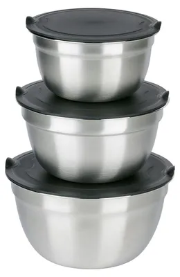 Immagine prodotto di set di ciotole in acciaio inox alpina - ciotola in acciaio inox con coperchio - set di ciotole per cucina e insalate - set di ciotole per miscelazione - ciotola da cucina in acciaio inox