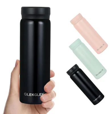 Image de Mini thermos noir en acier inoxydable, 280 ml, pour boissons chaudes et froides