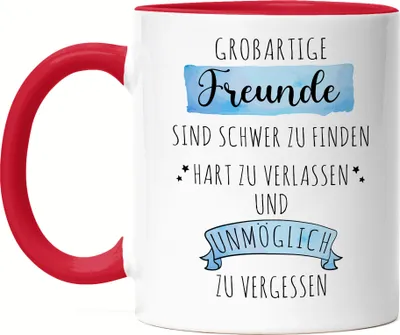 Produktbild von Großartige Freunde Sind Schwer Zu Finden Tasse Rot  Danke Geschenk Hart Zu Vergessen