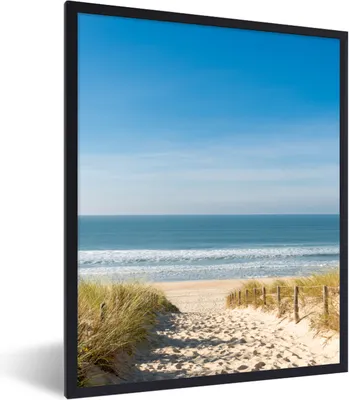 Produktbild von MuchoWow® Gerahmtes Poster Strand - Meer - Düne - Sand - Sommer 60x80 cm - Poster mit Schwarzem Bilderrahmen Wandposter Rahmen Foto Bilder - Premium - Wanddeko Wohnzimmer