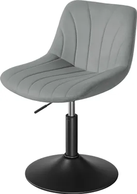 Produktbild von VASAGLE Schminkstuhl, Stizhocker, 65,5-77,5 cm höhenverstellbar, Barhocker, drehbar, Samt-Bezug, grau