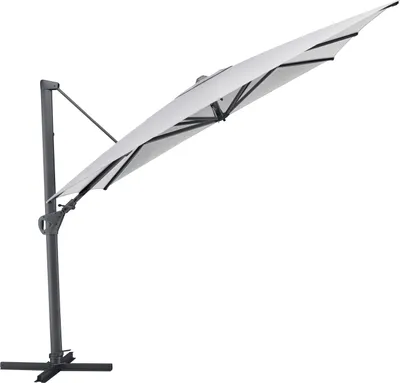 Produktbild von KETTLER Easy Swing Ampelschirm 300x300 cm, UPF50+, inkl. Abdeckhaube+ Schirmständer, anthrazit matt/ hellgrau, Aluminium/Polyester mit PolyurethanBeschichtung