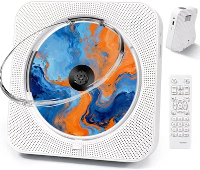 Produktbild von Tragbarer Bluetooth-CD-Player mit HiFi, FM-Radio, LCD-Bildschirm, USB/AUX-Eingang, ideal für Kinder (weiß)
