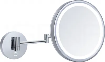 Produktbild von DEUSENFELD KL100CTA - Premium Akku LED Wand Kosmetikspiegel, CTT - stufenlos einstellbarer Farbton von 2700-6500K, 6600mAh Lithium Akku, Ladegerät inkl. USB Kabel, LED Touch-Control, 10x Vergrößerung, verdeckte Befestigung, verchromt