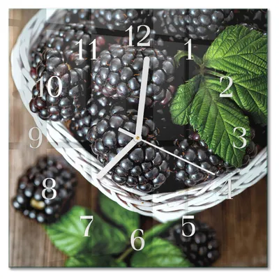 Immagine prodotto di Orologio da parete Tulup Glasuhr, orologio da cucina, vetro vero, 30x30 cm, design moderno e decorativo, silenzioso, lancette bianche - Motivo: more