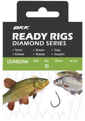 Produktbild von BKK Ready Rig Diamond Izumezina BN 70cm - 10 gebundene Angelhaken, Hakengröße/Schnurdurchmesser:Gr. 4 / 0.24mm