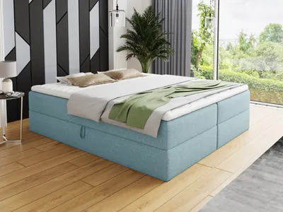 Produktbild von Boxspringbett Base mit 2 Bettkästen - Doppelbett mit Bonell-Matratze und Topper, Polsterbett, Freistehendes Bett (Blau (Vidar 83), 160 x 200 cm)