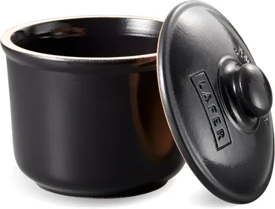 Keramik-Schmortopf mit Deckel, 0,6 L, rund, schwarz, 12,5x13 cm